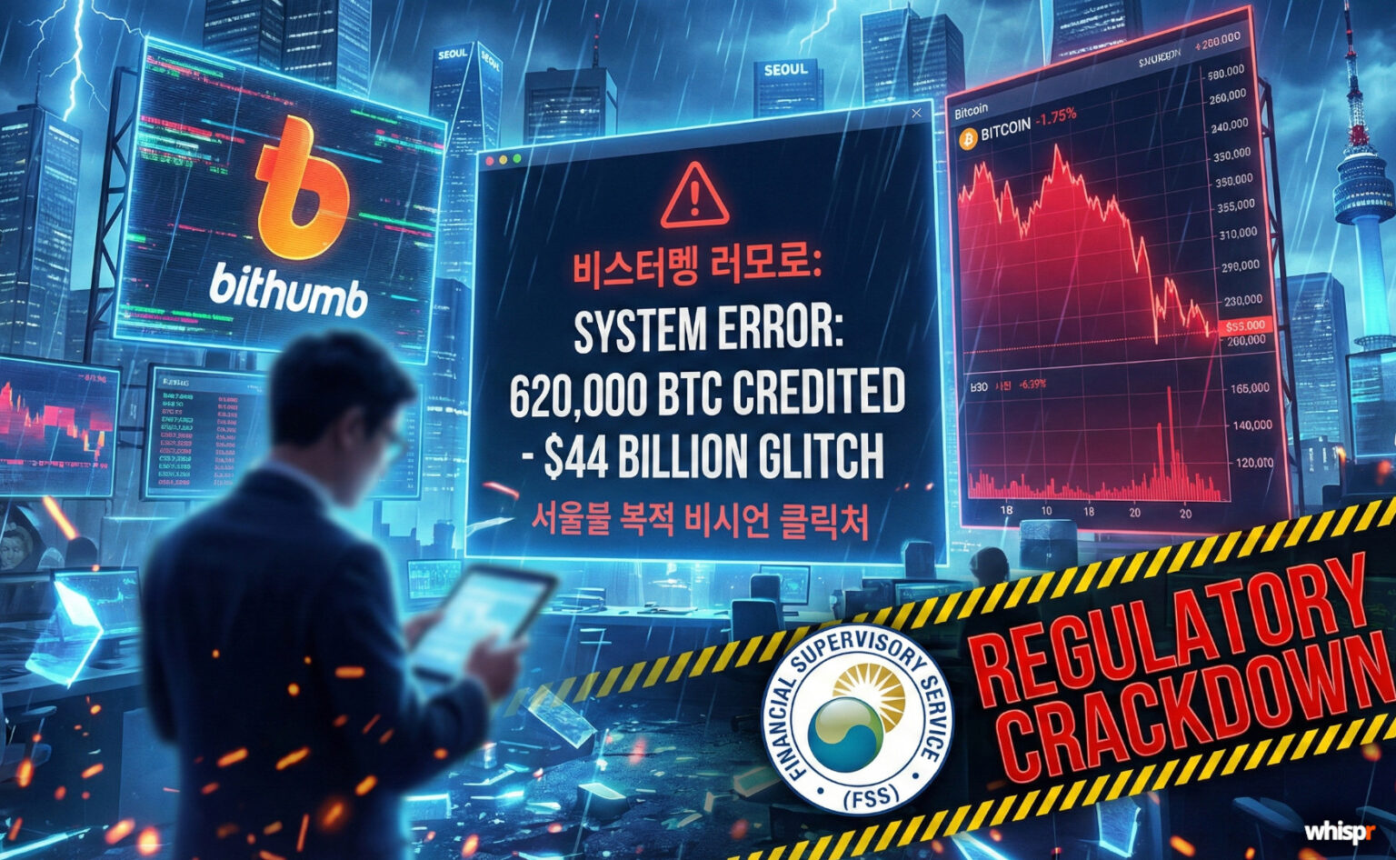 Bithumb enfrenta sanciones tras un error con Bitcoin · WHISPR