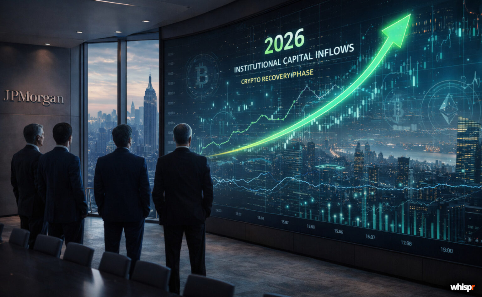 JPMorgan apuesta por 2026: el capital institucional guiará la recuperación cripto JPMorgan apuesta por 2026 y el capital institucional · WHISPR