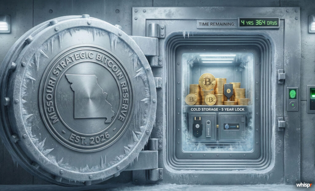 Missouri avanza con una ley para crear una Reserva Estratégica de Bitcoin con almacenamiento en frío a 5 años Missouri avanza para crear una Reserva de Bitcoin · WHISPR