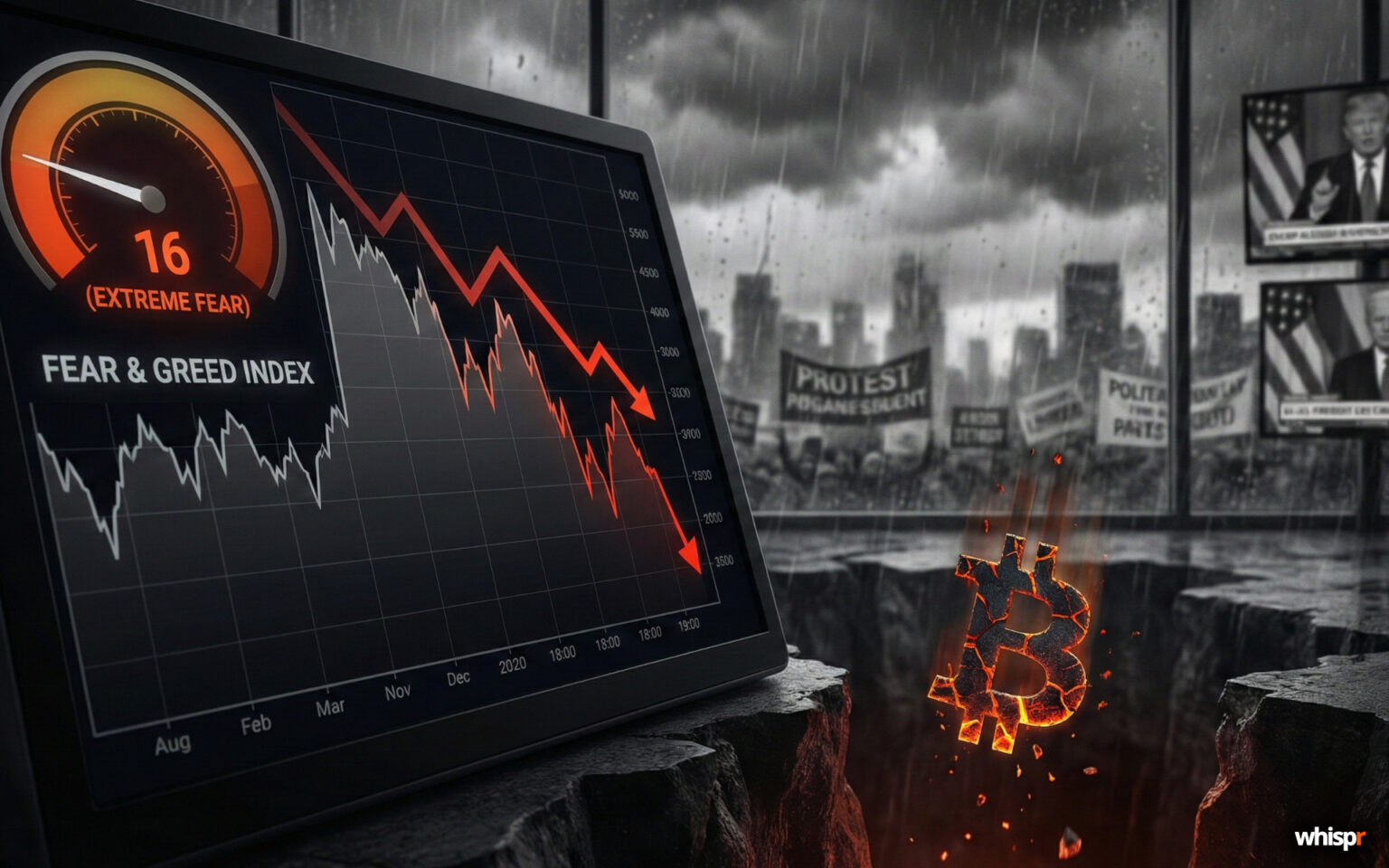 Bitcoin se desploma por debajo de los 66.000 dólares · WHISPR