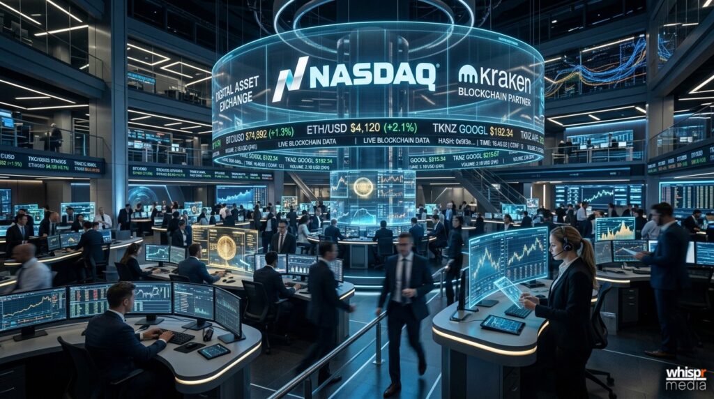 Nasdaq y Kraken lanzarán acciones tokenizadas · WHISPR