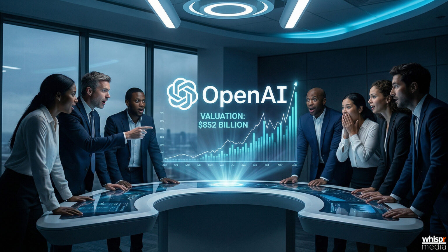 OpenAI: La gigante de la IA alcanza una valoración de $852 mil millones OpenAI alcanza una valoración de $852 mil millones · WHISPR